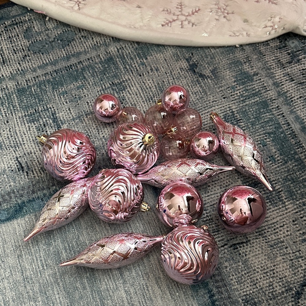 Elegant Pink Holiday Ornaments Set